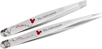 Professional 2PcsTweezer Set [Red] – Stainless Steel Slant & Pointed Tips for Eyebrow