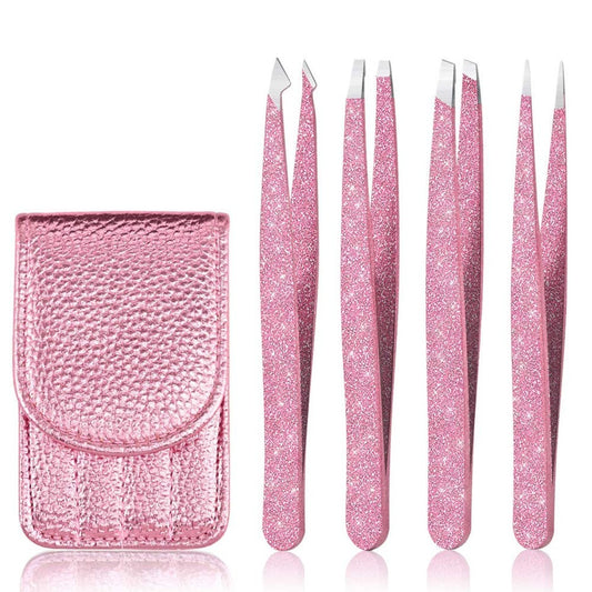 Eyebrow Tweezer Set, 4 Pcs Professional Stainless Steel Tweezers for Ingrown Hair Removal