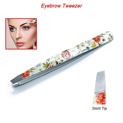 Stylish Set of Professional Slanted Tip Eyebrow Tweezers