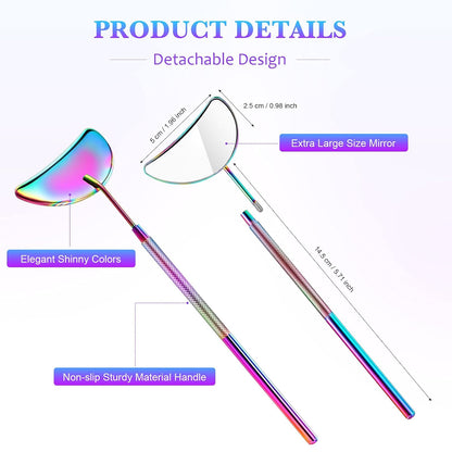 Bite Instruments 2 Pieces Eyelash Extension Mirror Half-moon Shape Lash Mirror 1.96 inch Stainless Steel