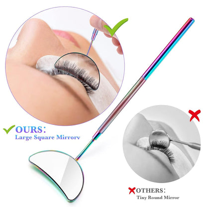 Bite Instruments 2 Pieces Eyelash Extension Mirror Half-moon Shape Lash Mirror 1.96 inch Stainless Steel