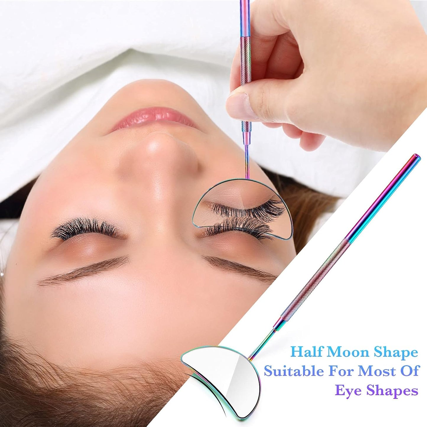 Bite Instruments 2 Pieces Eyelash Extension Mirror Half-moon Shape Lash Mirror 1.96 inch Stainless Steel
