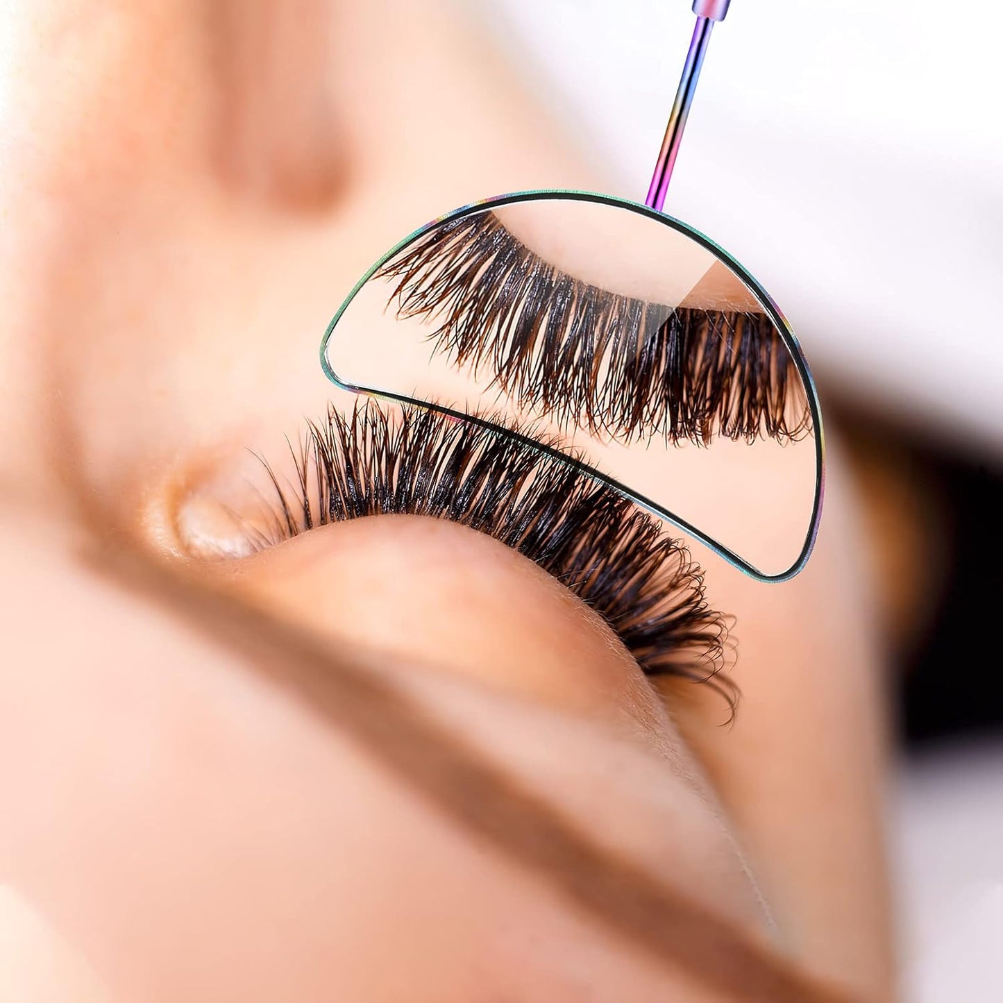 Bite Instruments 2 Pieces Eyelash Extension Mirror Half-moon Shape Lash Mirror 1.96 inch Stainless Steel