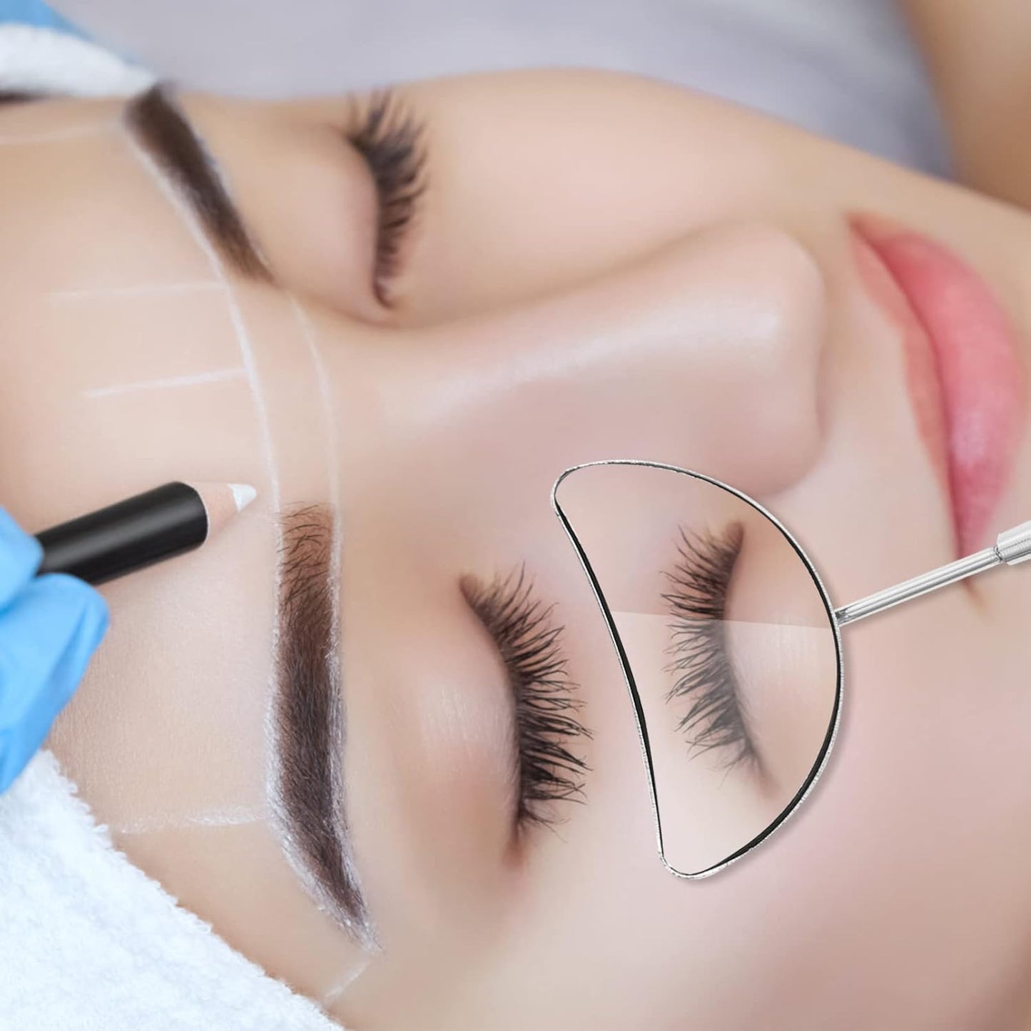 Bite Instruments Half Moon Eyelash Mirror Stainless Steel Eyelash Extensions Mirror
