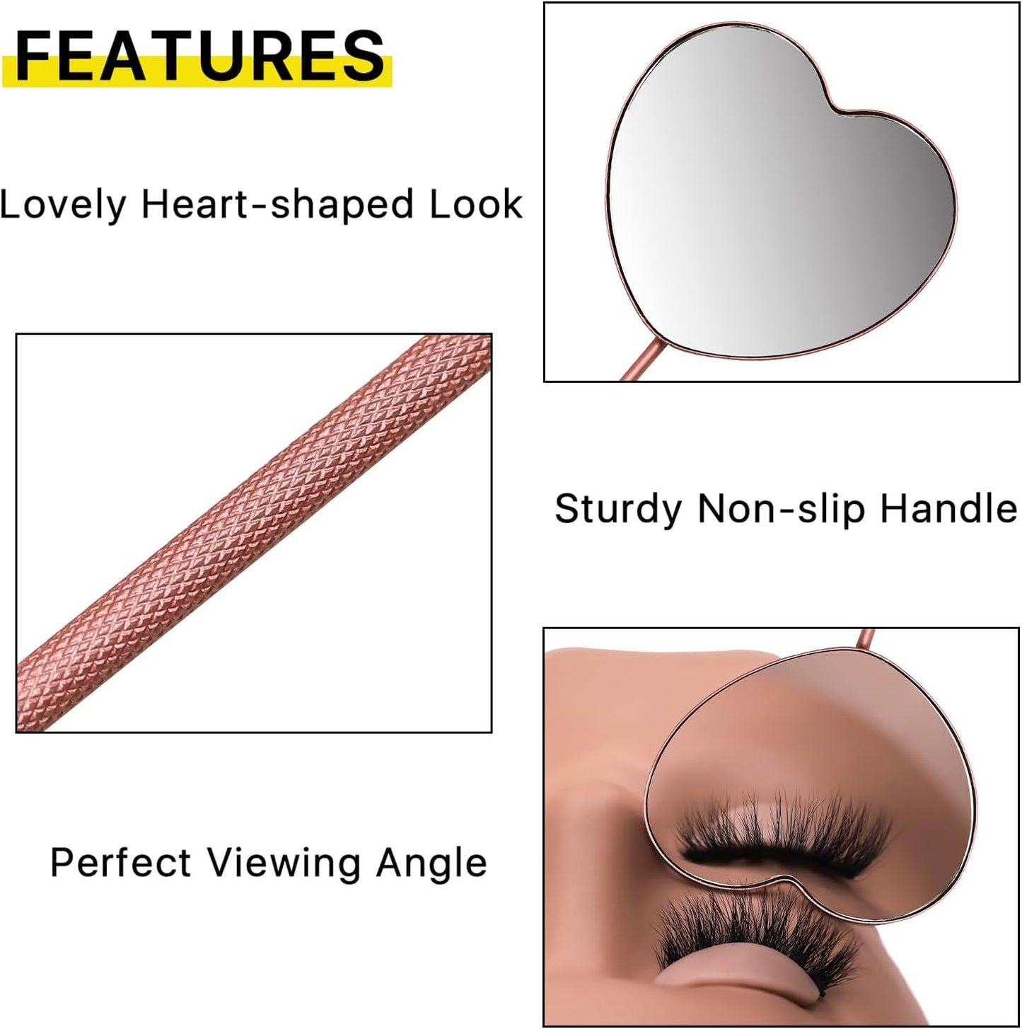 Cute Butterfly Lash Mirror for Eyelash Extensions, Stainless Steel Eyelash Makeup Mirror