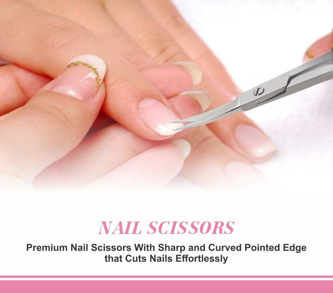 Professional Nail Cuticle Scissors Curved Eyebrow Scissors, Eyelashes, Nose Hair Trimming Scissors