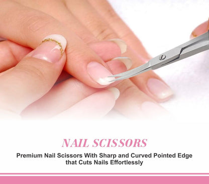 Professional Nail Cuticle Scissors Curved Eyebrow Scissors, Eyelashes, Nose Hair Trimming Scissors