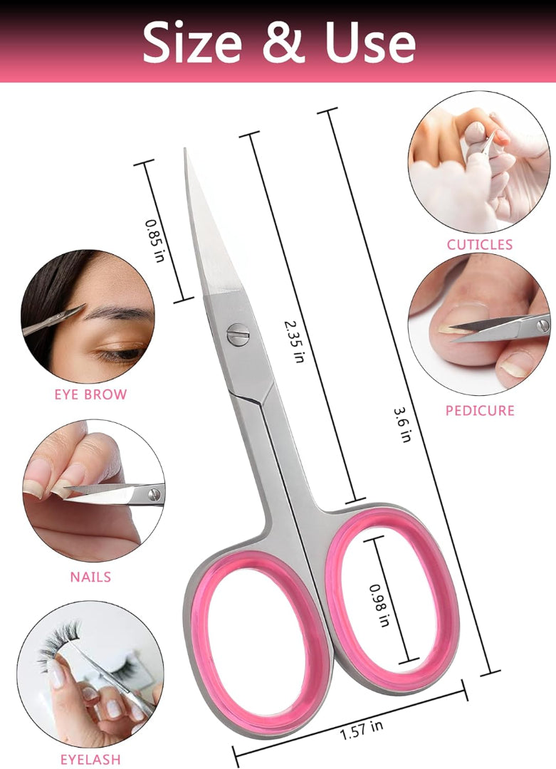 Professional Nail Cuticle Scissors Curved Eyebrow Scissors, Eyelashes, Nose Hair Trimming Scissors
