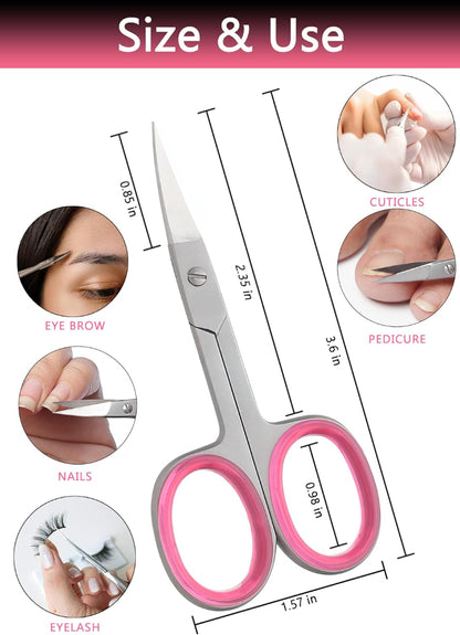 Professional Nail Cuticle Scissors Curved Eyebrow Scissors, Eyelashes, Nose Hair Trimming Scissors