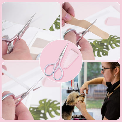 Professional Grooming Scissors with Stainless Steel for Facial Hair, Eyebrows, Beard, Ear, Nose