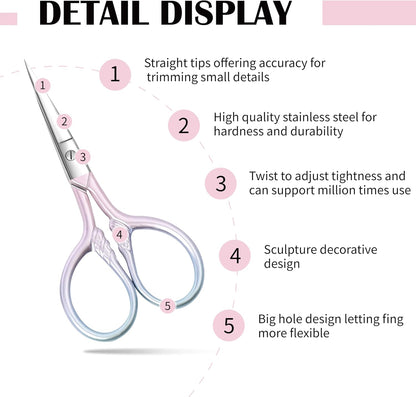Professional Grooming Scissors with Stainless Steel for Facial Hair, Eyebrows, Beard, Ear, Nose