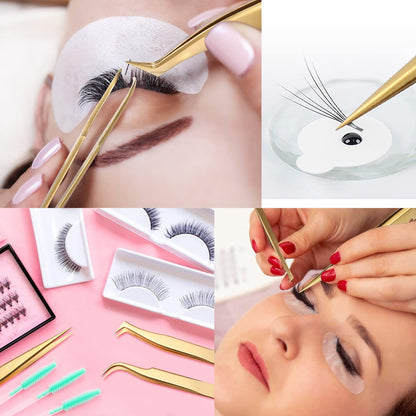 Professional Eyelash Extension Tweezer Set | Stainless Steel 3-Piece Kit