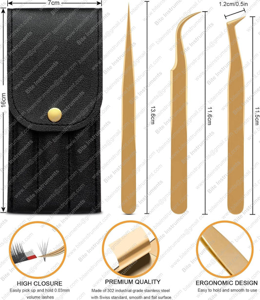 Eyelash Extension Tweezers-3 Pcs Diamond Grip Lash tweezers For Eyelash Extensions