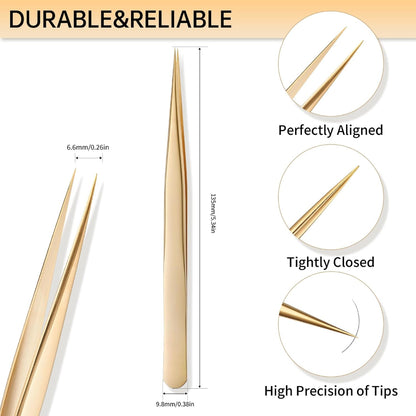Bite Instruments Gold Straight Eyelash Extension Tweezer | Precision Isolation Tool Elegant Colors