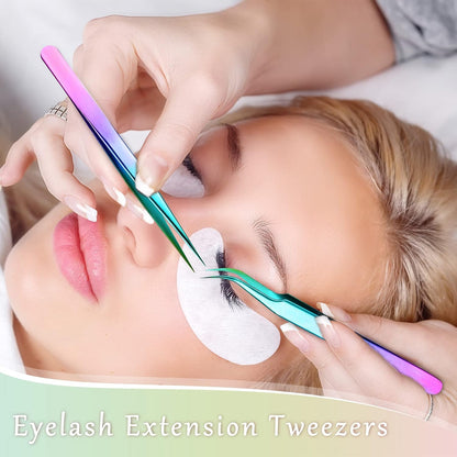 6 Pcs High Precision Eyelash Tweezers for Lash Extension, Stainless Steel for Volume Eyelash