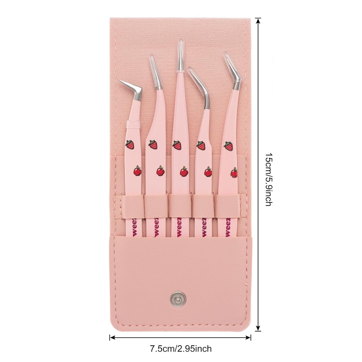 Bite Instruments Professional 5-Piece Purple Eyelash Tweezer Set | Textured Grip Lash Tools