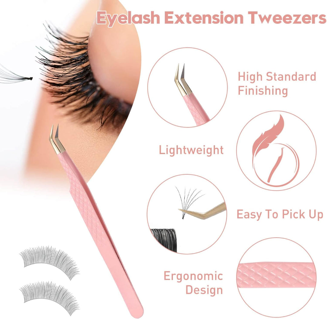 Professional Stainless Steel Eyelash Tweezers for Volume Eyelash Extensions
