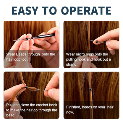 Bite Instruments Hair Extension Loop Tool & Pulling Needle – Micro Bead & Ring Threader