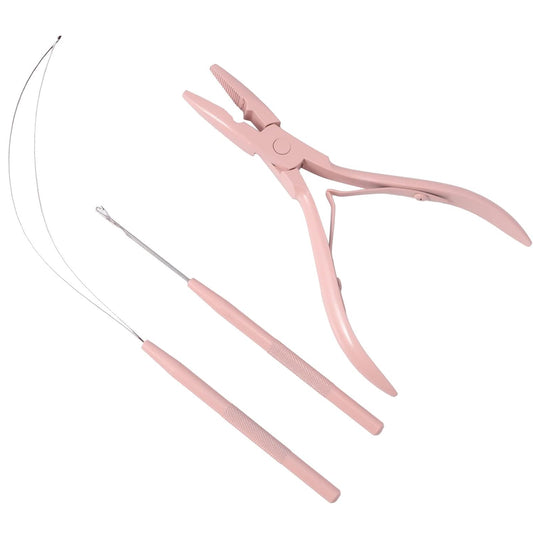 Bite Instruments Professional Hair Extension & Beading Tool Kit – Tea Pink (3 Pieces)