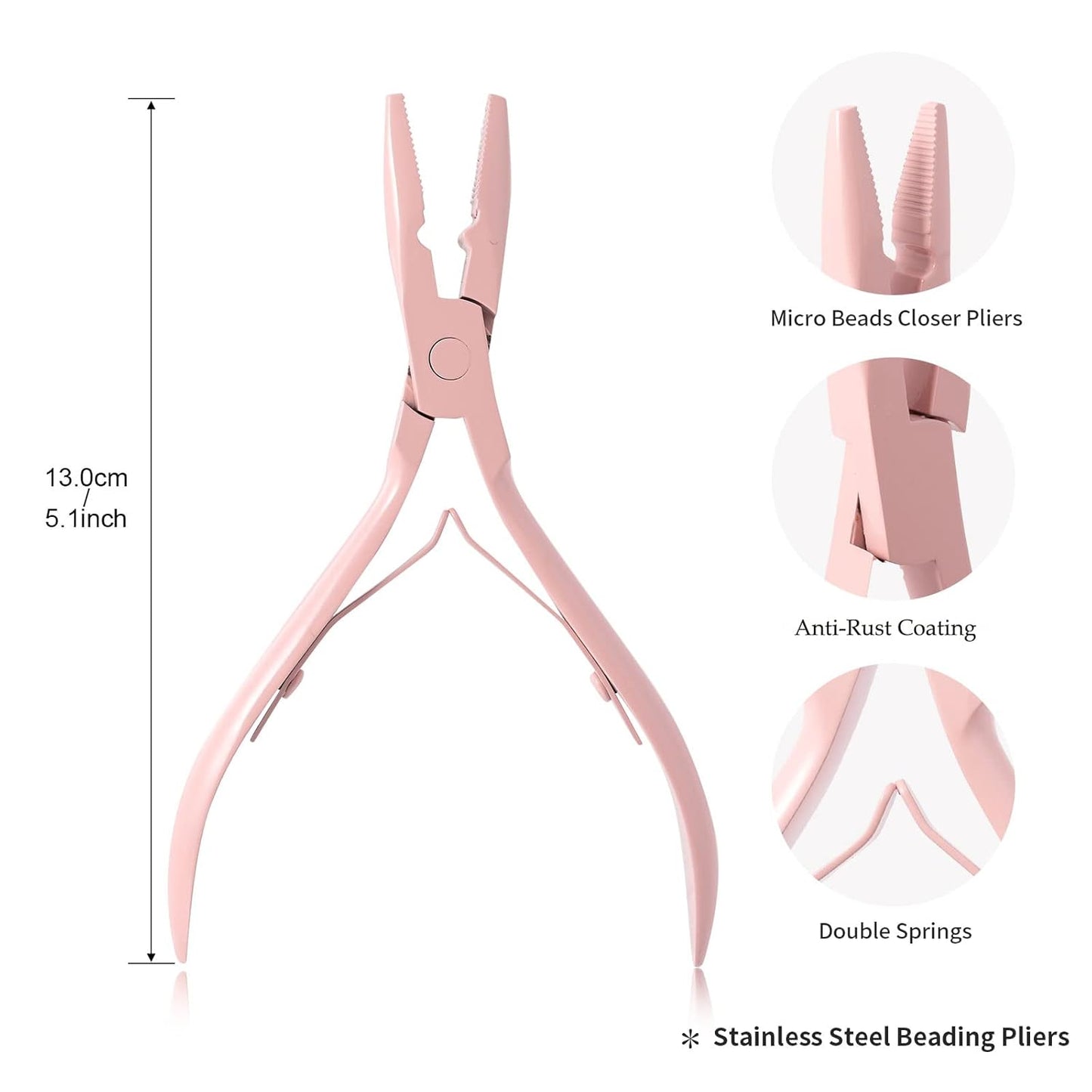 Bite Instruments Professional Hair Extension & Beading Tool Kit – Tea Pink (3 Pieces)