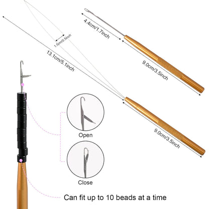 Bite Instruments Professional Hair Extension & Beading Tool Kit – Tea Pink (3 Pieces)