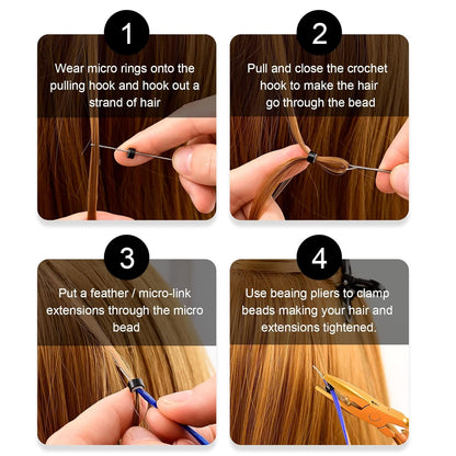 Bite Instruments Professional Hair Extension & Beading Tool Kit – Tea Pink (3 Pieces)