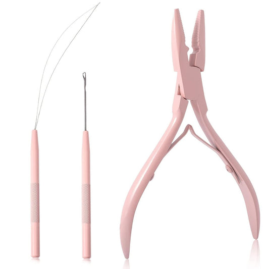 Bite Instruments Professional Hair Extension & Beading Tool Kit – Tea Pink (3 Pieces)