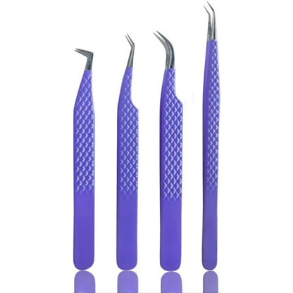 4-Piece Eyelash Tweezer Set | Stainless Steel Lash Tools for Volume Extensions Tweezer