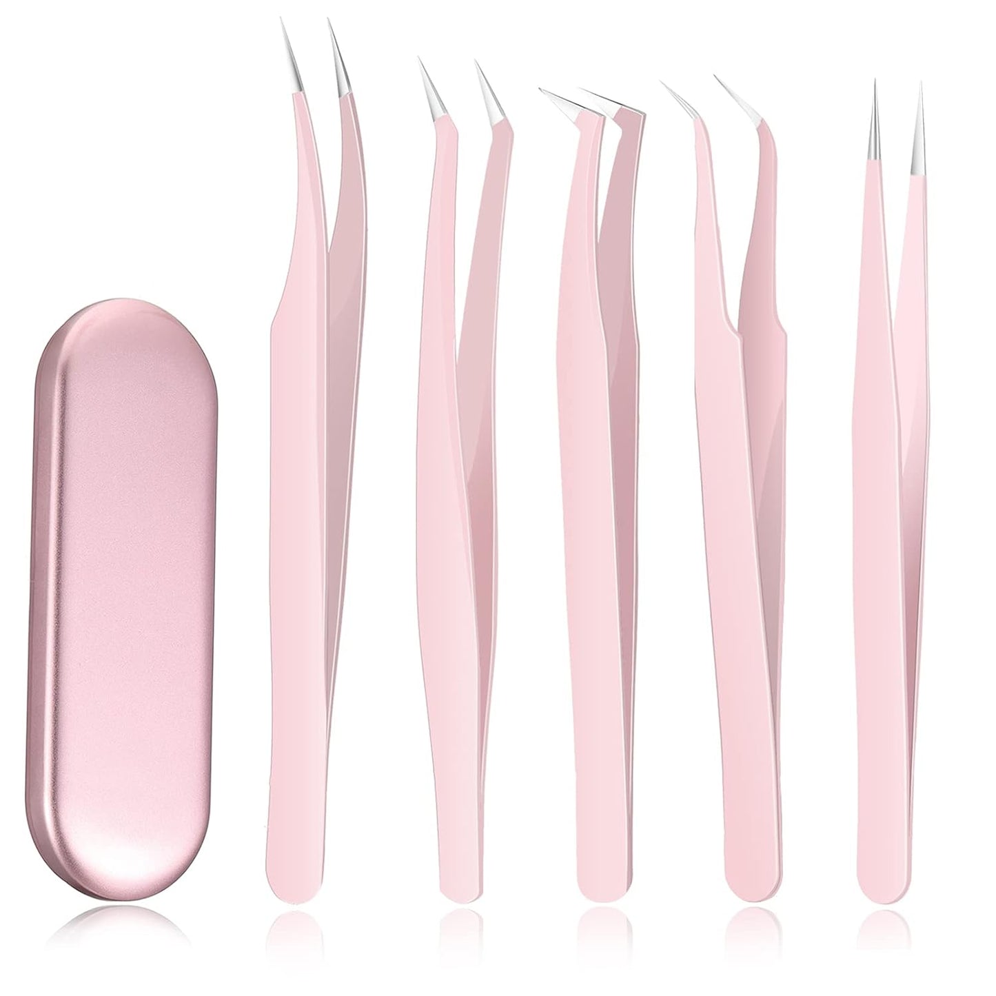 High Precision Lash Tweezers Set Stainless Steel Eyelash Tweezers