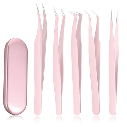 High Precision Lash Tweezers Set Stainless Steel Eyelash Tweezers