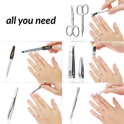 Bite Instruments Professional 7-in-1 Manicure & Pedicure Set Stainless Steel Nail Care Kit