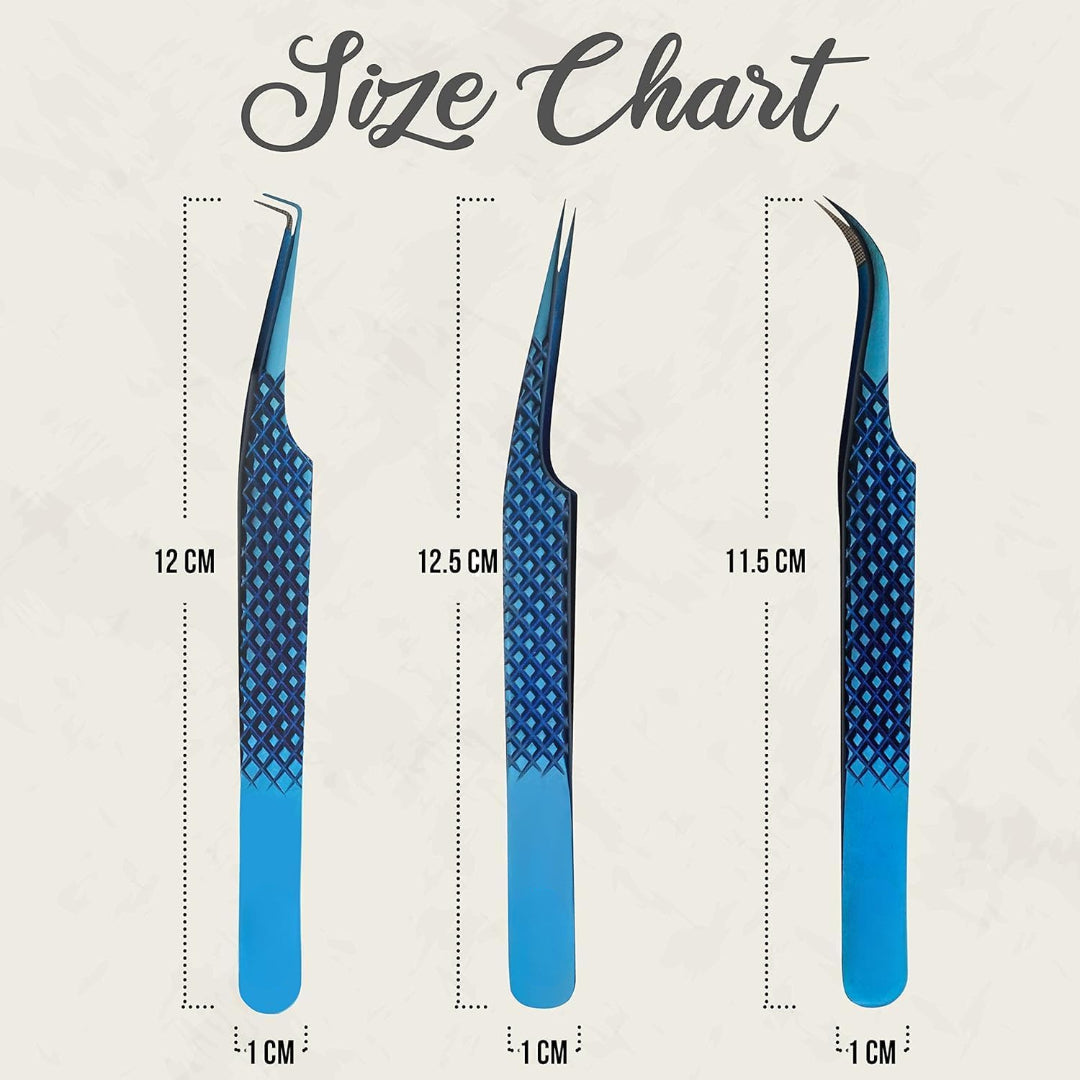 Bite Instruments 4-Piece Purple Eyelash Tweezer Set | Textured Grip Lash Tools