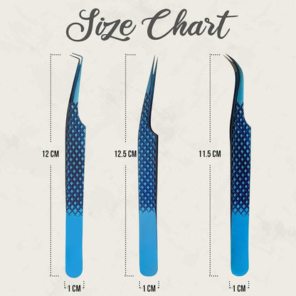 Bite Instruments 4-Piece Purple Eyelash Tweezer Set | Textured Grip Lash Tools