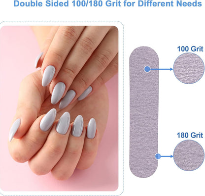 Professional Nail Files 100/180 Grit – Double-Sided Emery Boards for Manicure & Pedicure