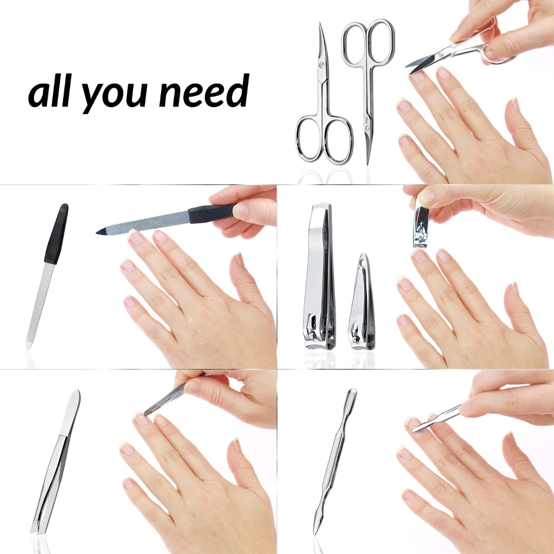 Bite Instruments Professional 7Pcs Manicure & Pedicure Set Stainless Steel Nail Care Kit