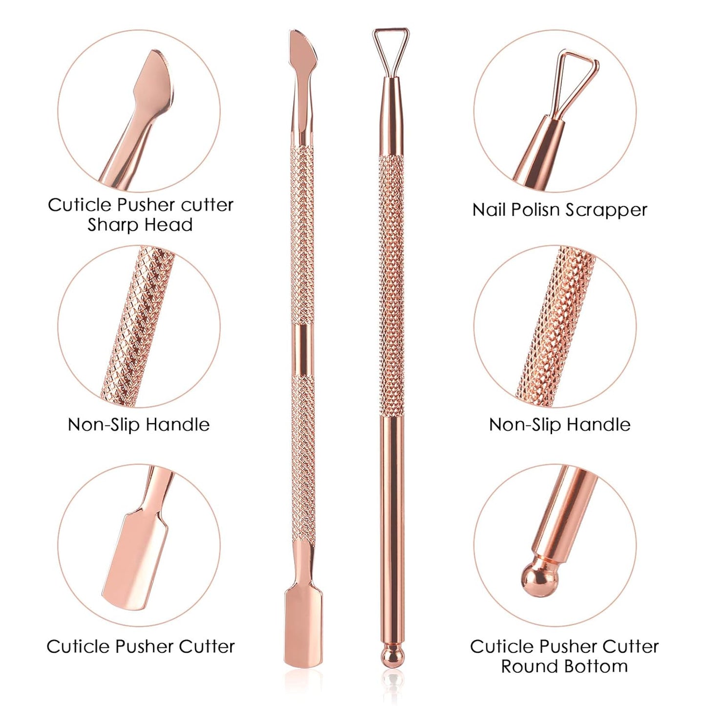 Professional Rose Gold Cuticle Nipper & Pusher Set | Bite Instruments