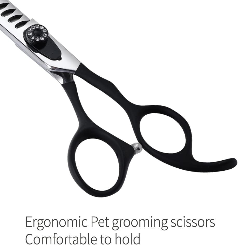 Professional 5'' Dog Grooming Scissors Set - Japanese-Style Straight & Texturizing Shears with Non-Slip Handles