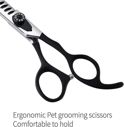 Professional 5'' Dog Grooming Scissors Set - Japanese-Style Straight & Texturizing Shears with Non-Slip Handles