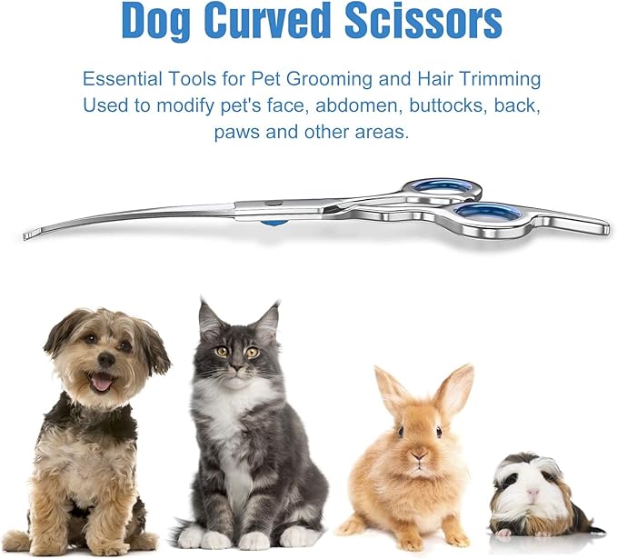 Curved Grooming Scissors for Dogs and Pets – Safety Round Tips