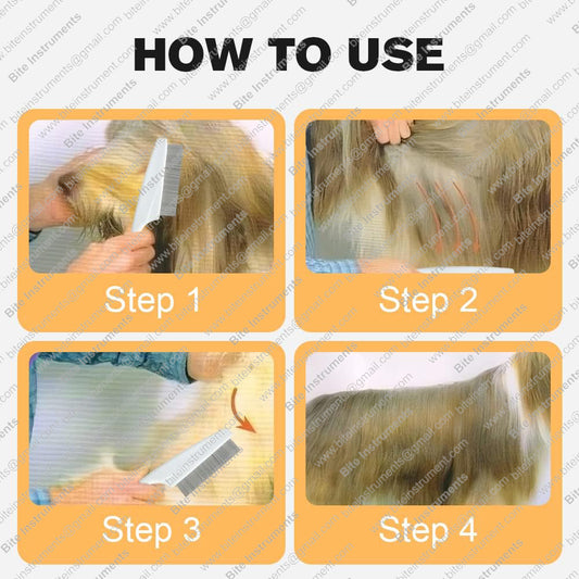 Dog Grooming Comb with Anti-Slip Handle | Bite Instruments