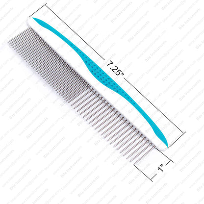 Dog Grooming Comb – Stainless Steel Pet Comb with Anti-Slip Handle for Dogs & Cats