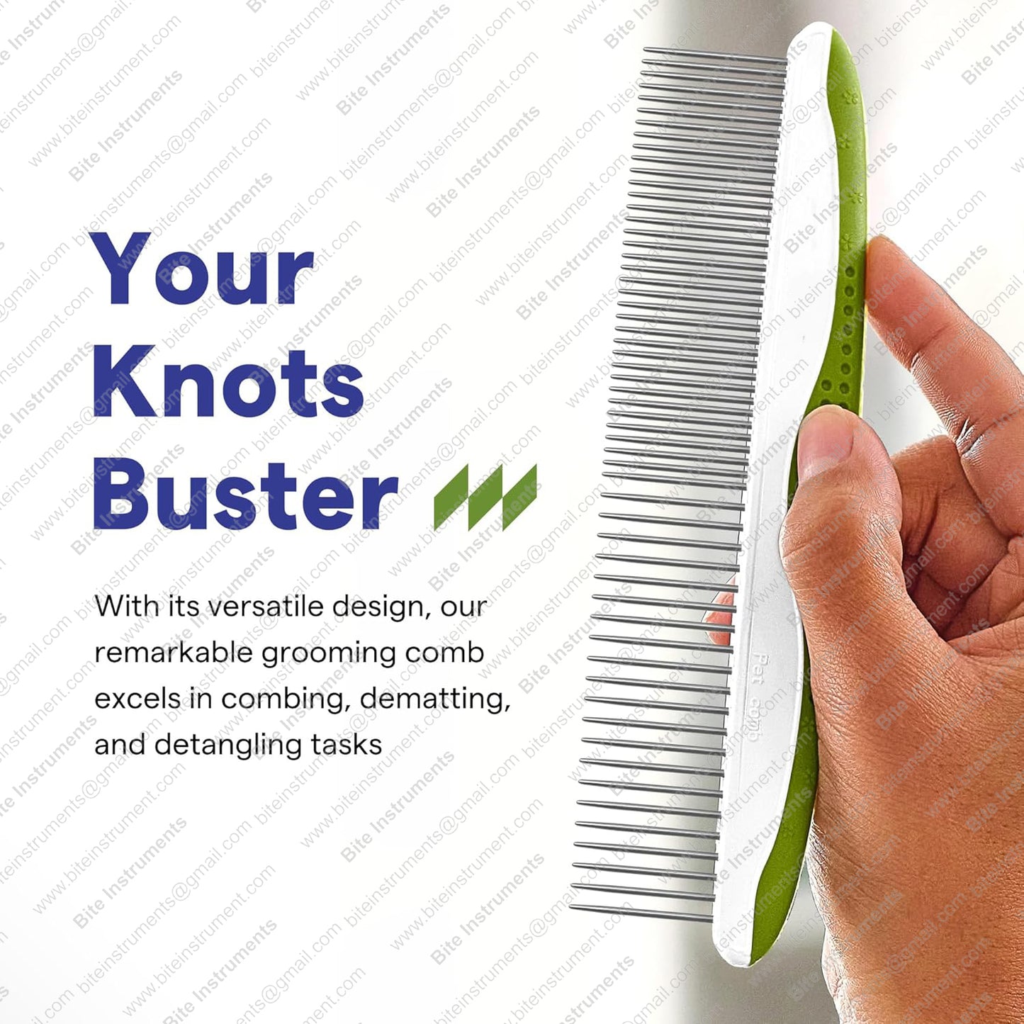 Dog Grooming Comb Stainless Steel Pet Comb for Dogs & Cats, Anti-Slip, Detangling & Shedding Tool