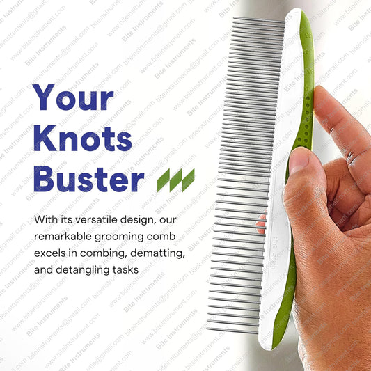 Dog Grooming Comb Stainless Steel Pet Comb for Dogs & Cats, Anti-Slip, Detangling & Shedding Tool