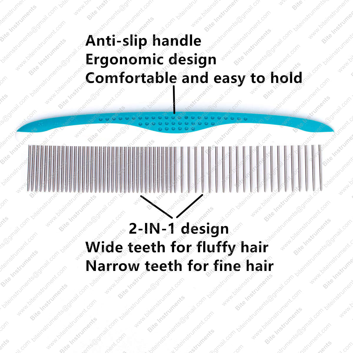 Dog Grooming Comb – Stainless Steel Pet Comb with Anti-Slip Handle for Dogs & Cats