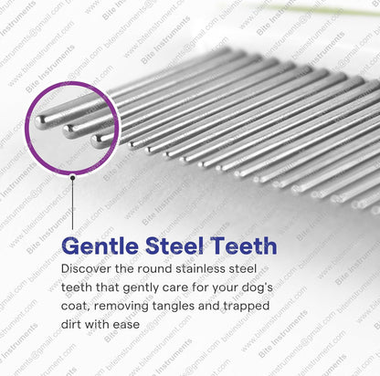 Dog Grooming Comb Stainless Steel Pet Comb for Dogs & Cats, Anti-Slip, Detangling & Shedding Tool
