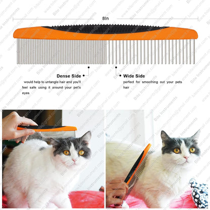 Dog Grooming Comb with Anti-Slip Handle | Bite Instruments
