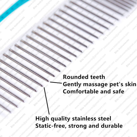 Dog Grooming Comb – Stainless Steel Pet Comb with Anti-Slip Handle for Dogs & Cats