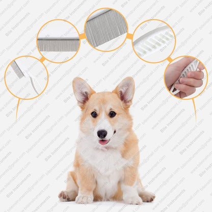 Bite Instruments Professional  Dog Grooming Comb – Stainless Steel Pet Comb with Anti-Slip Handle