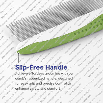 Dog Grooming Comb Stainless Steel Pet Comb for Dogs & Cats, Anti-Slip, Detangling & Shedding Tool