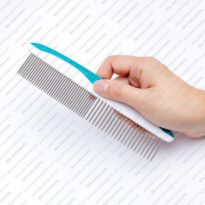 Dog Grooming Comb – Stainless Steel Pet Comb with Anti-Slip Handle for Dogs & Cats